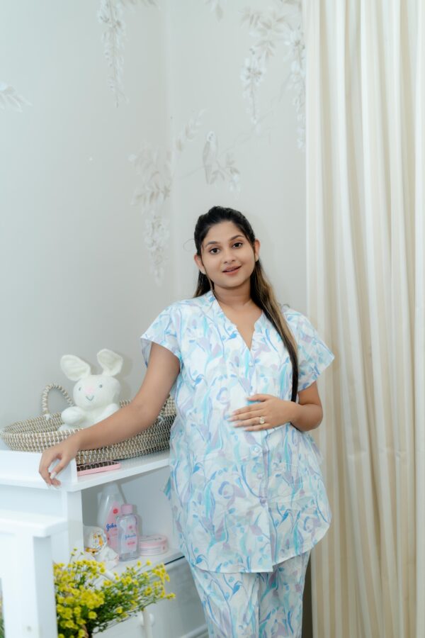 Short Sleeve Blouse with Long Pants ( Printed ) - Image 3