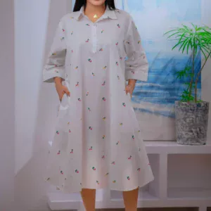 Cotton White Floral Printed Ann Dress